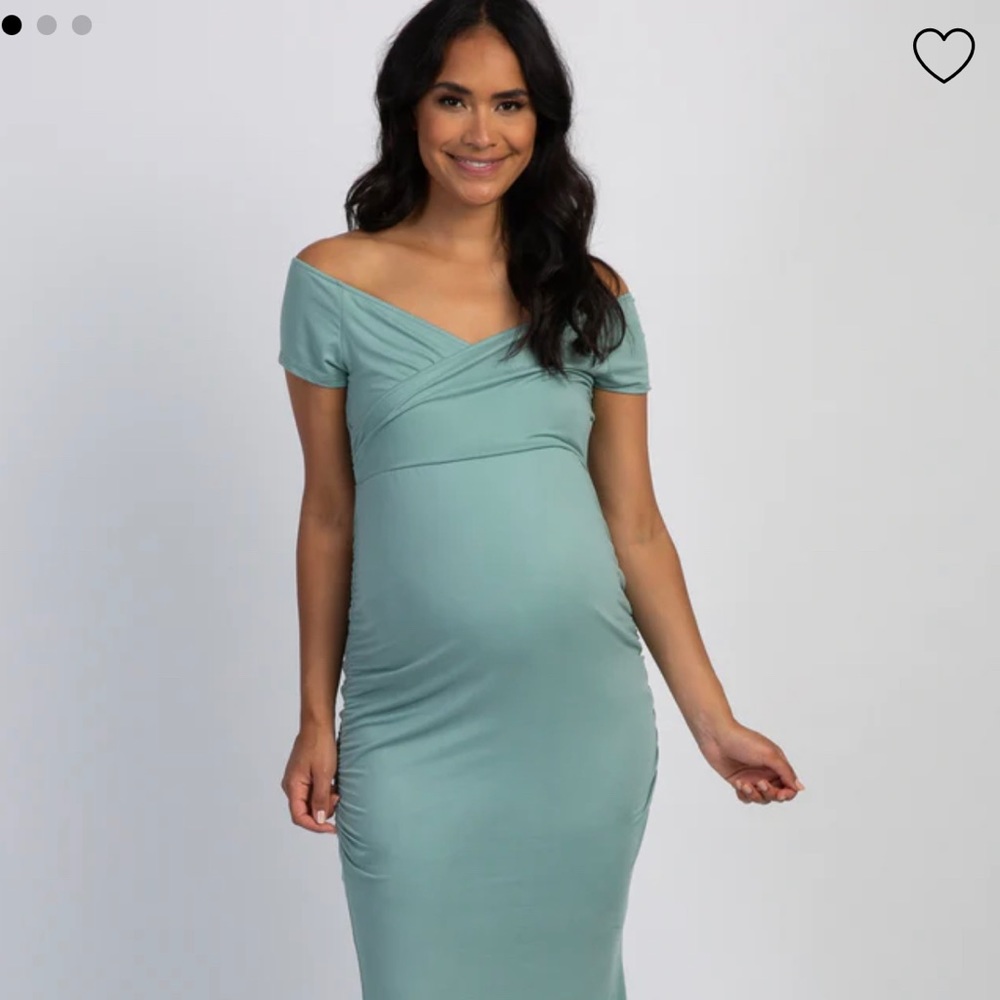 PinkBlush Mint Off Shoulder Wrap Maternity Photoshoot Gown/Dress